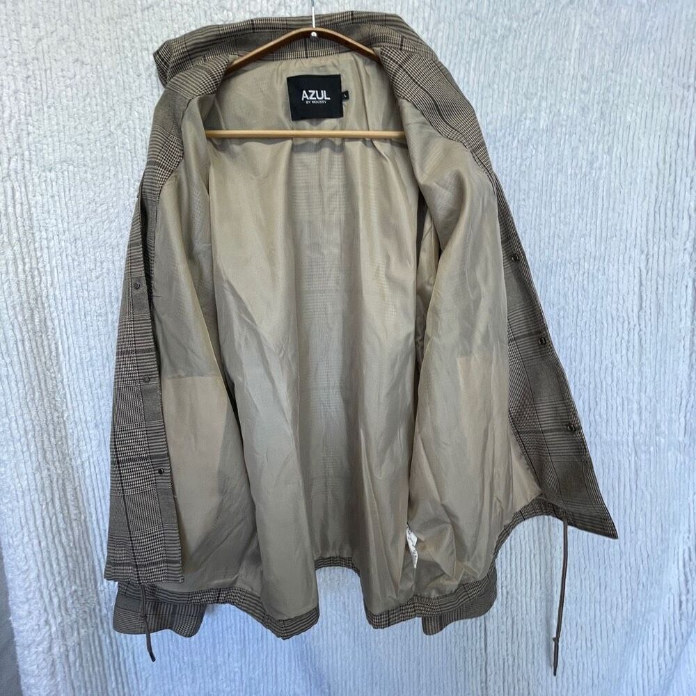 Azul by Moussy Black White Rayon Blend Long Sleeve Plaid Snap Jacket Size Large - Picture 8 of 10